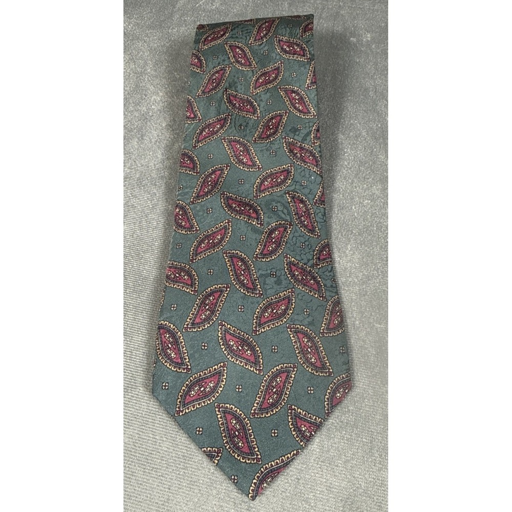 VTG‎ Gorsart Clothes New York Mens Silk Tie Sage Paisley Made in Japan